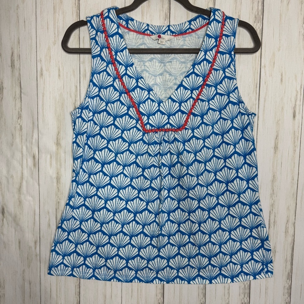 Anthropologie Boden Seashell Blue and White Top US8